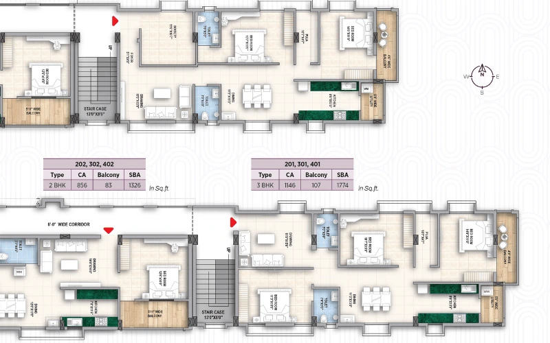 2 & 3 bhk Floor Plan